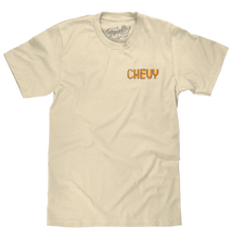 Load image into Gallery viewer, Chevy Chevelle Chevrolet Left Chest Front and Back Print Classic Car T-Shirt - Cream Alternate Image