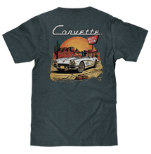 Load image into Gallery viewer, Chevy Corvette C1 Front and Back Print T-Shirt - Navy Heather Alternate Image