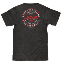 Load image into Gallery viewer, Toyota Drive Your Dreams Left Chest Front and Back Logo T-Shirt - Charcoal Heather Alternate Image