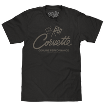 Load image into Gallery viewer, Chevy Corvette Genuine Performance Crossed Flags T-Shirt - Black Alternate Image