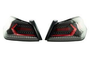 OLM Evolution Tail Lights Subaru WRX / WRX STI (2015-2021) Clear Lens / Black Base / Red Bar