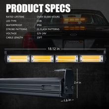 Load image into Gallery viewer, Xprite  LED Strobe Light Bar 18&quot; Vigilante Series 20W Traffic Advisor COB - Blue/Amber/White-Amber/White-Red/Red-Blue Alternate Image