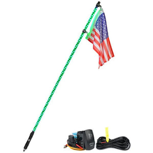 Xprite Twister Series Spiral Solid Color LED Flag Pole Whip Light - Multiple Length Options