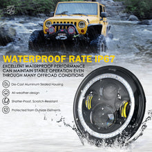 Load image into Gallery viewer, Xprite 7" LED RGB Halo Headlights Jeep Wrangler (1997-2018) w/ Daytime Running Lights Alternate Image