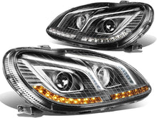 Load image into Gallery viewer, DNA Projector Headlights for Mercedes W220 S430 / S500 / S600 (2000-2006) S350 (2006) Black or Chrome Housing with Halo or LED Bar DRL Alternate Image