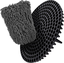 Load image into Gallery viewer, WASH&amp;WHIPS Chenille Premium Scratch-Free Microfiber Lint-Free Blue Wash Mitt 8&quot; x 10&quot;in &amp; Black Pitstop Particle Interceptor Alternate Image