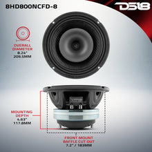 Load image into Gallery viewer, DS18 8" Hybrid Coaxial Speaker for Custom Audio 8-Ohm 400W RMS Carbon Fiber 8HD800NCFD-8 Alternate Image