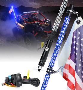 Xprite Twister Series Spiral Solid Color LED Flag Pole Whip Light - Multiple Length Options