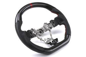 OLM Steering Wheel Subaru WRX / STI (15-20) [Carbon Pro 12R] Leather / Carbon w/ Red Stripe