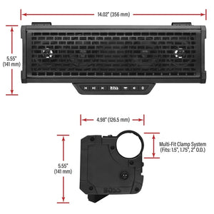 Boss Audio Systems ATV / UTV Bar Mount Soundbar - IPX5 Rated Weatherproof, Bluetooth, Amplified, 3 Inch Speakers