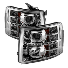 Load image into Gallery viewer, Xtune Projector Headlights Chevy Silverado 1500/2500/3500 (07-13) [Halo DRL - Halogen Model] Black or Chrome w/ Amber Turn Signal - Chrome Alternate Image
