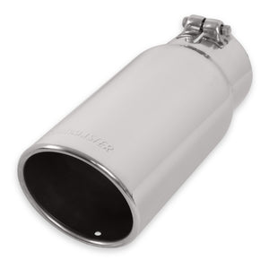 Flowmaster Exhaust Tip (4" Inlet / 5" Dia. Rolled Angle SS / 12" Long) Clamp On - Polished / Black