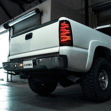 Load image into Gallery viewer, AlphaRex LED Tail Lights for Chevy Silverado &amp; GMC Sierra 1500 / 1500HD / 2500HD / 3500HD (99-07) Luxx Series with Sequential Turn Signal - Alpha-Black / Black / Black Red Alternate Image