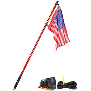 Xprite Twister Series Spiral Solid Color LED Flag Pole Whip Light - Multiple Length Options