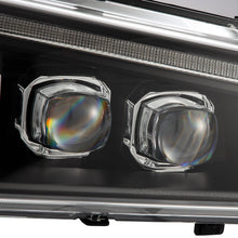 Load image into Gallery viewer, AlphaRex LED Projector Headlights Chevy Avalanche w/o Body Cladding (02-06) [3D Ice-Cube LED - NOVA Series w/ DRL] Alpha-Black / Chrome / Black Alternate Image