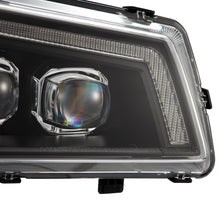 Load image into Gallery viewer, AlphaRex LED Projector Headlights Chevy Avalanche w/o Body Cladding (02-06) [3D Ice-Cube LED - NOVA Series w/ DRL] Alpha-Black / Chrome / Black Alternate Image