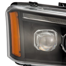 Load image into Gallery viewer, AlphaRex LED Projector Headlights Chevy Avalanche w/o Body Cladding (02-06) [3D Ice-Cube LED - NOVA Series w/ DRL] Alpha-Black / Chrome / Black Alternate Image