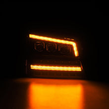 Load image into Gallery viewer, AlphaRex LED Projector Headlights Chevy Avalanche w/o Body Cladding (02-06) [3D Ice-Cube LED - NOVA Series w/ DRL] Alpha-Black / Chrome / Black Alternate Image