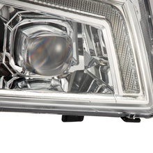 Load image into Gallery viewer, AlphaRex LED Projector Headlights Chevy Avalanche w/o Body Cladding (02-06) [3D Ice-Cube LED - NOVA Series w/ DRL] Alpha-Black / Chrome / Black Alternate Image