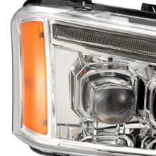 Load image into Gallery viewer, AlphaRex LED Projector Headlights Chevy Avalanche w/o Body Cladding (02-06) [3D Ice-Cube LED - NOVA Series w/ DRL] Alpha-Black / Chrome / Black Alternate Image