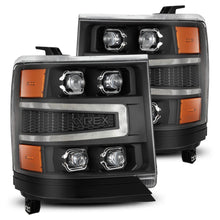 Load image into Gallery viewer, AlphaRex LED Projector Headlights Chevy Silverado 1500 (16-18) [3D Ice-Cube LED - NOVA Series w/ DRL] Black / Chrome / Jet Black - Black / w/ Converter Alternate Image