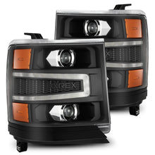 Load image into Gallery viewer, AlphaRex LED Projector Headlights Chevy Silverado 1500 (16-18) [LUXX Series - DRL Light Tube] Alpha-Black / Black / Chrome Alternate Image