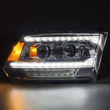 Load image into Gallery viewer, AlphaRex LED Projector Headlights Dodge Ram (09-18) [5th Gen Version LUXX Series - DRL Light Tube] Alpha-Black / Black / Chrome - Black / w/ Converter Alternate Image