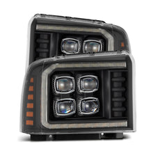 Load image into Gallery viewer, AlphaRex LED Projector Headlights Ford Super Duty (05-07) [3D Ice-Cube LED - NOVA Series w/ DRL] Alpha-Black or Black Alternate Image