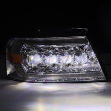 Load image into Gallery viewer, AlphaRex LED Projector Headlights Lincoln Mark LT (06-08) [3D Ice-Cube LED - NOVA Series w/ DRL] Alpha-Black / Black / Chrome - Alpha-Black Alternate Image