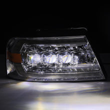 Load image into Gallery viewer, AlphaRex LED Projector Headlights Lincoln Mark LT (06-08) [3D Ice-Cube LED - NOVA Series w/ DRL] Alpha-Black / Black / Chrome - Alpha-Black Alternate Image
