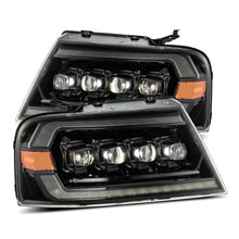 Load image into Gallery viewer, AlphaRex LED Projector Headlights Ford F150 (04-08) [3D Ice-Cube LED - NOVA Series w/ DRL] Alpha-Black / Black / Chrome - Alpha-Black Alternate Image