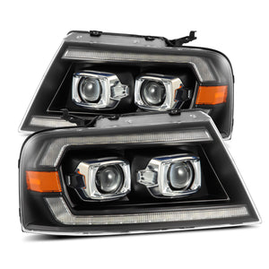 AlphaRex Projector Headlights Ford F150 (04-08) Pro Series - Sequential - Alpha-Black / Black / Chrome
