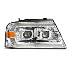 Load image into Gallery viewer, AlphaRex LED Projector Headlights Ford F150 (04-08) [LUXX Series - DRL Light Tube] Black / Chrome / Alpha-Black - Alpha-Black Alternate Image