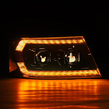 Load image into Gallery viewer, AlphaRex LED Projector Headlights Ford F150 (04-08) [LUXX Series - DRL Light Tube] Black / Chrome / Alpha-Black - Alpha-Black Alternate Image