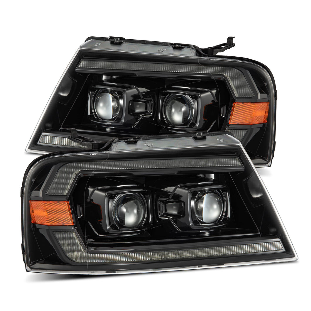 AlphaRex Projector Headlights Ford F150 (04-08) Pro Series - Sequential - Alpha-Black / Black / Chrome