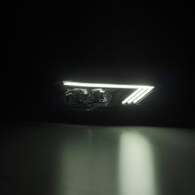 Load image into Gallery viewer, AlphaRex LED Projector Headlights Ford Mustang (18-22) S550 [3D Ice-Cube LED - NOVA Series w/ DRL] Alpha-Black or Black - Tribar DRL / Black Alternate Image