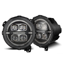 Load image into Gallery viewer, AlphaRex LED Projector Headlights Jeep Wrangler JL (18-23) [3D Ice-Cube LED - NOVA Series w/ DRL] Alpha-Black or Black - Black Alternate Image