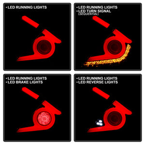 Spyder Tail Lights Honda Civic Hatchback (2016-2019) [LED Light Bar w/ Sequential LED Turn Signal Lights] Black Chrome