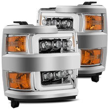 Load image into Gallery viewer, AlphaRex LED Projector Headlights Chevy Silverado 2500HD/3500HD (15-19) [3D Ice-Cube LED - NOVA Series w/ DRL] Black / Chrome / Jet Black - Chrome Alternate Image