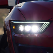 Load image into Gallery viewer, AlphaRex LED Projector Headlights Ford Mustang Shelby GT350 / GT500 (18-20) S550 [3D Ice-Cube LED - NOVA Series w/ DRL] Alpha-Black or Black - Tribar DRL / Black Alternate Image