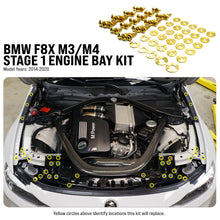 Load image into Gallery viewer, Fast Turn Fittings Engine Bay Hardware Kit for BMW M3 / M4 F80 (2014-2020) Titanium Stage 1 - Gold / Blue / Cosmic Burn / Polished / Black / Purple / Oil Slick Alternate Image