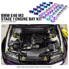 Load image into Gallery viewer, Fast Turn Fittings Engine Bay Hardware Kit for BMW M3 E46 (2000-2006) Titanium Stage 1 - Cosmic Burn / Black / Blue / Gold / Polished / Purple / Oil Slick Alternate Image
