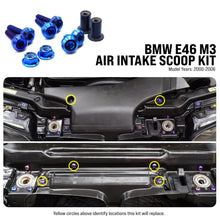 Load image into Gallery viewer, Fast Turn Fittings Air Intake Scoop Hardware Kit for BMW M3 E46 (2000-2006) Titanium - Blue / Black / Gold / Polished / Purple / Cosmic Burn / Oil Slick Alternate Image