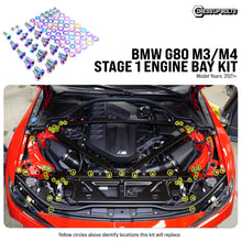 Load image into Gallery viewer, Fast Turn Fittings Engine Bay Hardware Kit for BMW M3 / M4 G80 (2021-2026) Titanium Stage 1 - Cosmic Burn / Black / Blue / Gold / Polished / Purple Alternate Image