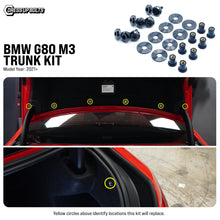 Load image into Gallery viewer, Fast Turn Fittings Trunk Hardware Kit for BMW M3 G80 (2021-2026) Titanium - Black / Blue / Gold / Polished / Purple / Cosmic Burn / Oil Slick Alternate Image
