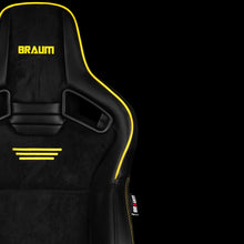 Load image into Gallery viewer, BRAUM Elite V2 Sport Seats (Reclinable - Black Suede) Yellow  or Red Stitching Alternate Image