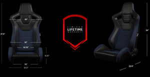 BRAUM Elite S Racing Seats (Reclinable - Black Leatherette) Black Cloth / Blue Cloth / Red Cloth / Red Plaid / Gray Plaid