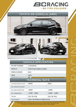 Load image into Gallery viewer, BC Racing Coilovers Toyota GR Corolla AWD (2023-2025) w/ Front Camber Plates - No - Standard Range / No - Standard BC Springs Alternate Image
