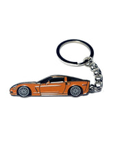 Load image into Gallery viewer, Drift Pins Corvette C6 Keychains - Atomic Orange Alternate Image