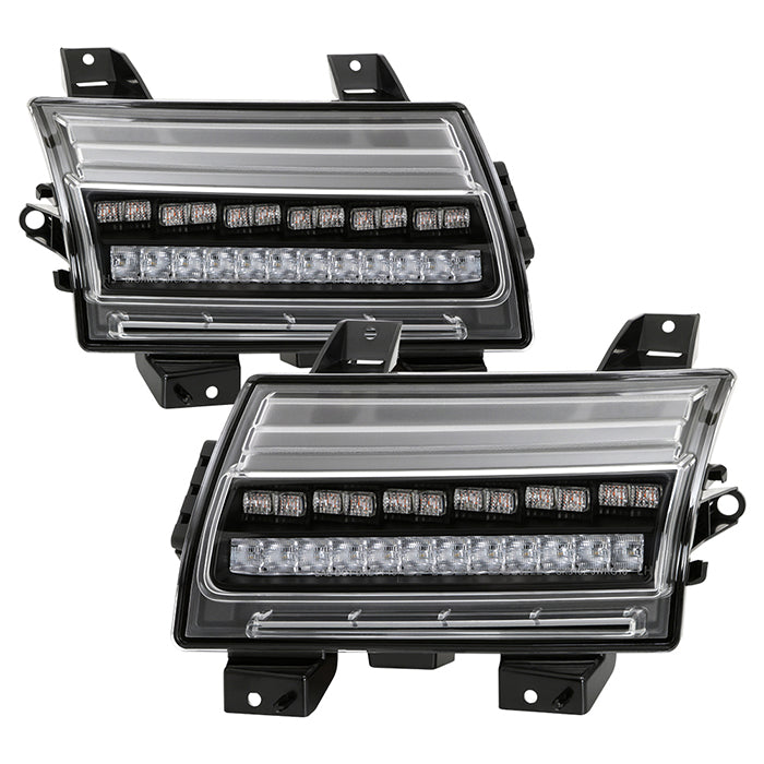 Spyder LED Front Bumper Lights Jeep Gladiator Non-Sport (20-21) [Halogen Model Only] Sequential Signal - Black Housing